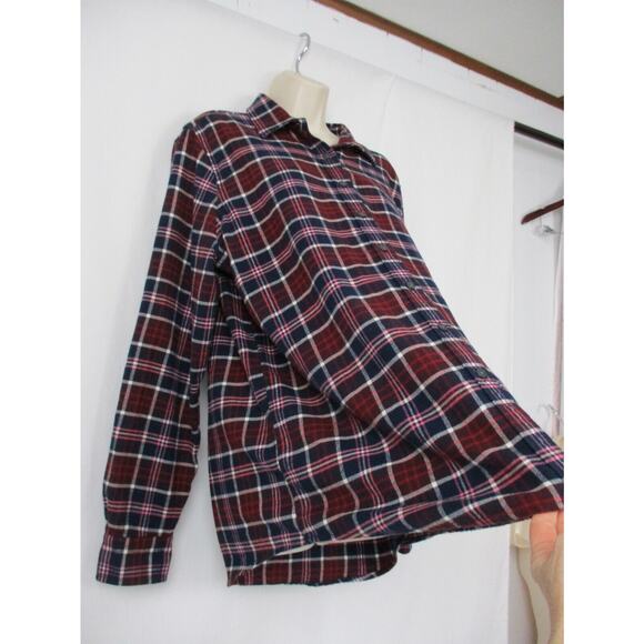 LL Bean Womens Scotch Plaid Flannel Shirt Size 16 Red Relaxed Fit Top 488594 - Picture 6 of 15